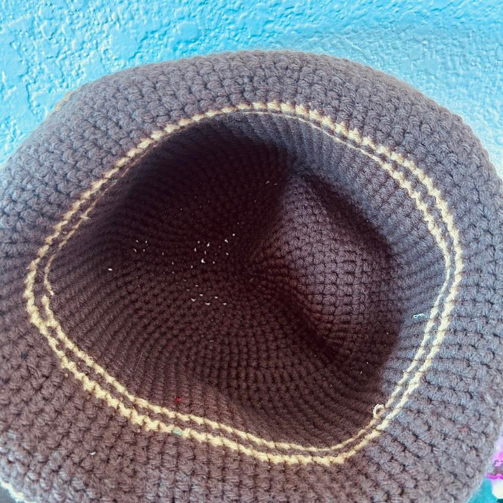 Unbranded Crochet Bucket Hat Women OS Brown Floral Boho Cottagecore 3D Flower - Picture 7 of 7